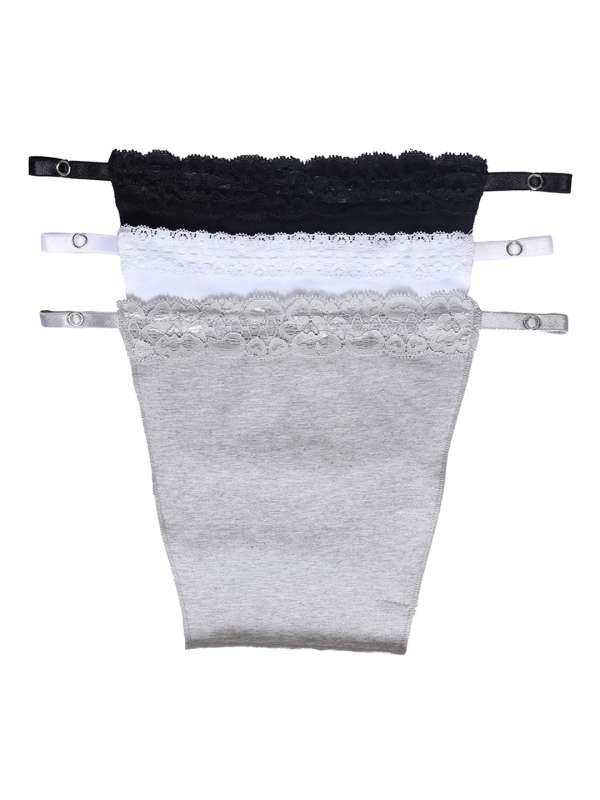 Women Clip-on Lace Mock Camisole Bra Insert Bra Panel Vest Cami Secret Slip  Black, White, Beige Pack of 3