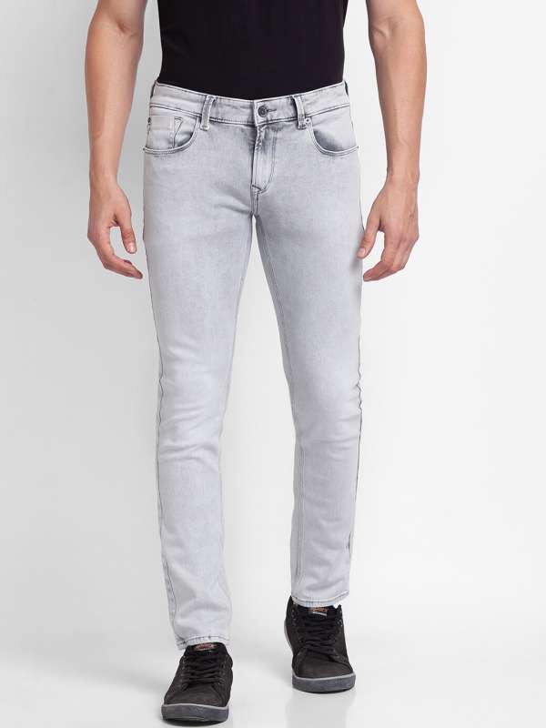 Men Grey Slim Fit Low Rise Distressed Jeans - Buy Men Grey Slim