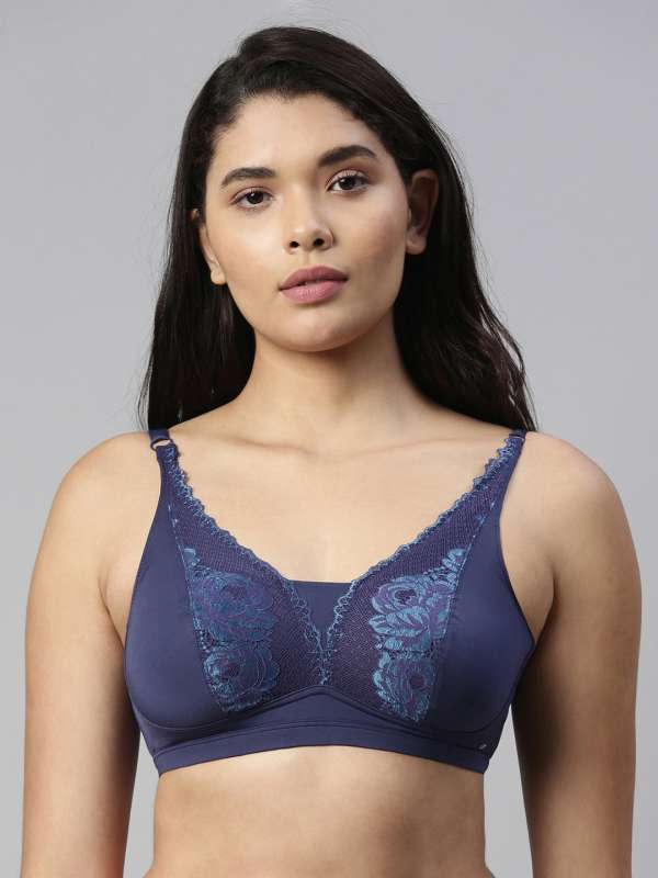 Buy online Blue Lace Tshirt Bra from lingerie for Women by
