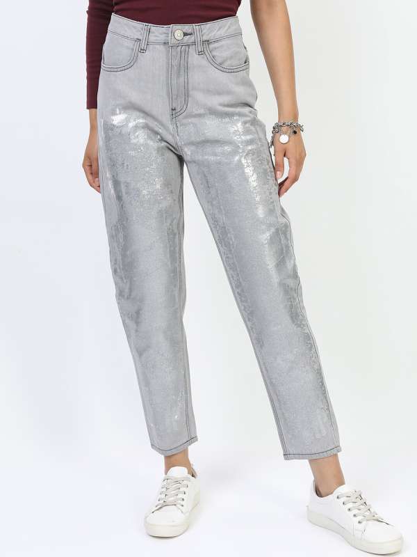 MOTO Silver Foil Mom Jeans  Denim fashion, Diy clothes, Women jeans