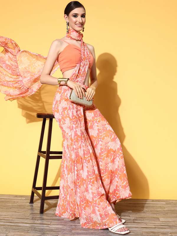 Frill saree cheap on myntra