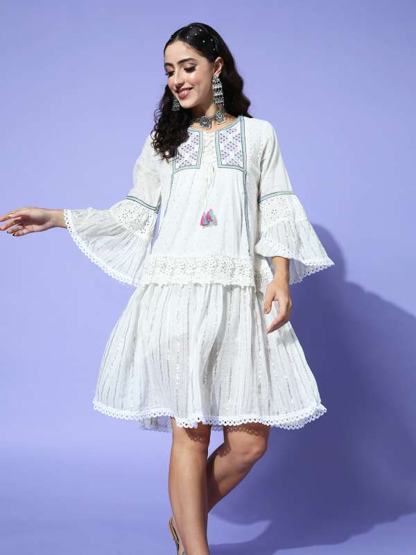 White schiffli dress top