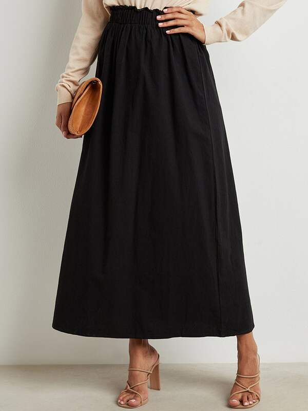 Gaelle Paris Long Skirt in Black Womens Clothing Skirts Maxi skirts 