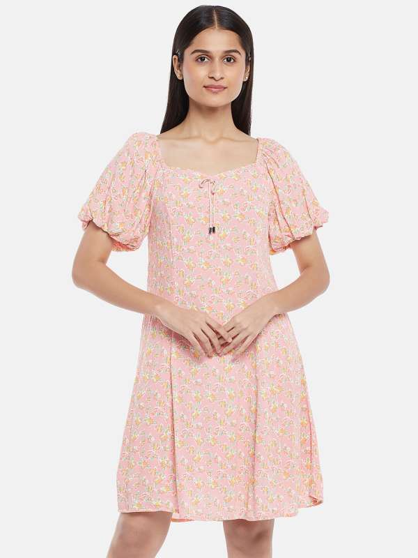 Pantaloons Women A-line Pink Dress - Buy Pantaloons Women A-line Pink Dress  Online at Best Prices in India