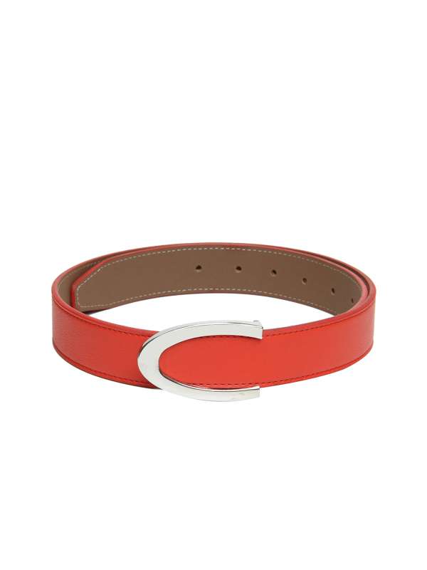 Belt - Ring Buckle Red Women's Belt - CALVADOSS Red/ Gold