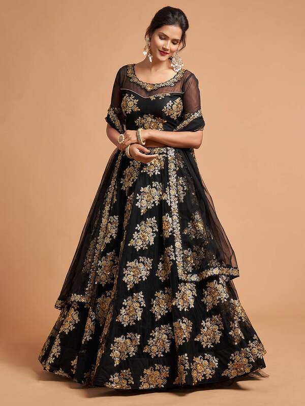 Lehenga Choli | Designer Indian Collection | Lashkaraa | Black and gold  lehenga, Black lehenga, Deb dresses