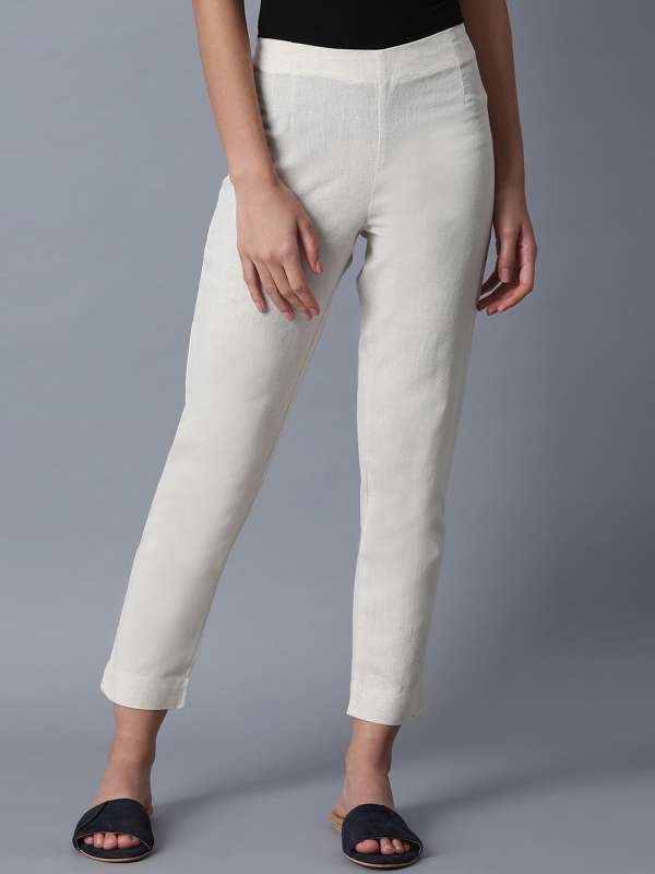 Smarty Pants womens cotton lycra ankle length pastel grey color formal  trouser