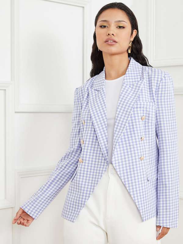 Ladies check blazer jacket hot sale