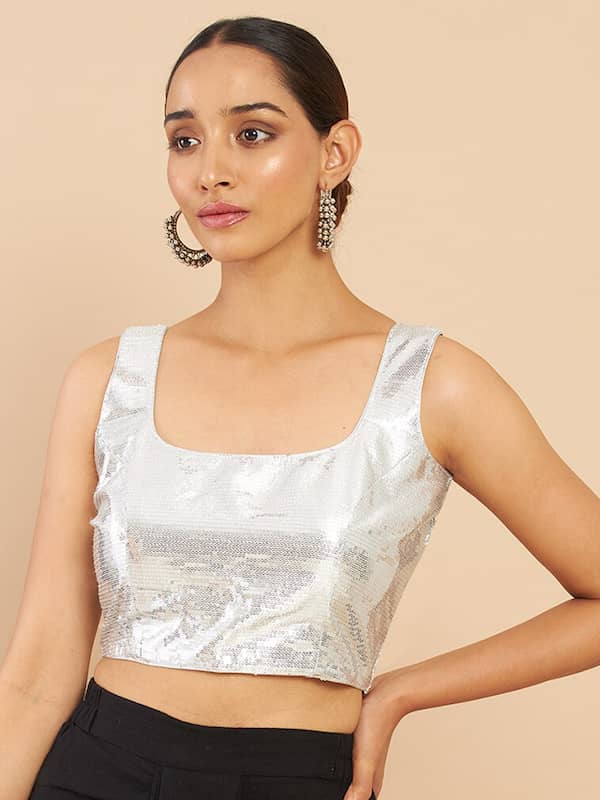 Silver Border Silk Saree Blouse Designs New for Wedding