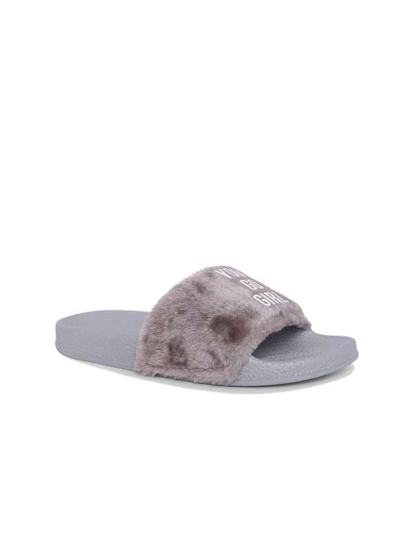 Fur best sale slippers myntra