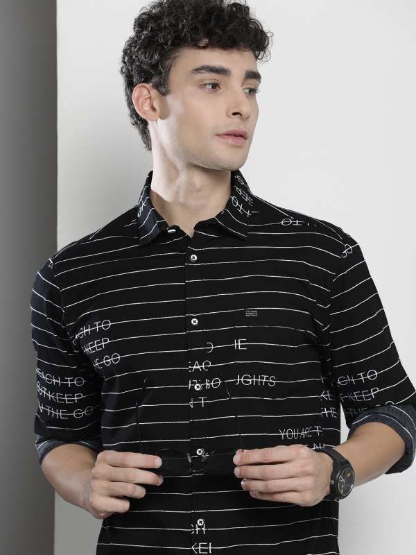 Black dress shirt clearance with white stripes