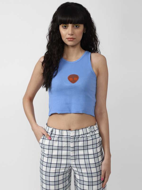 Forever 21 blue crop top discount