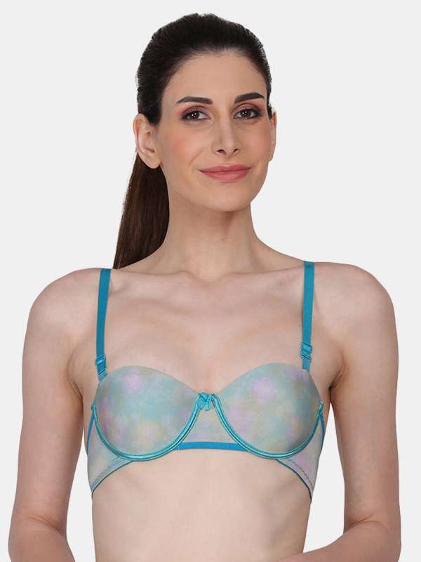 Buy Padded Underwired Demi Cup Bra in Baby Blue Online India, Best