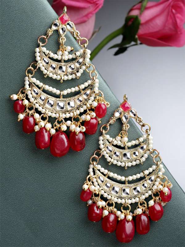 Red earrings on sale for saree