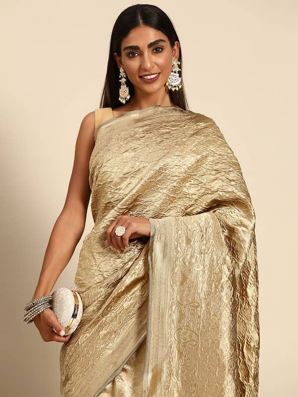 Buy Yellow Tie And Dye Georgette Saree with Golden Border Online at Best  Price in India on Naaptol.com