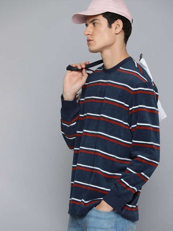 Levis blue and store white striped sweatshirt