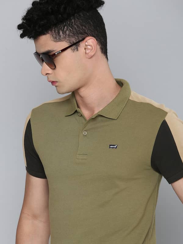 Levis Men Olive Green Solid Polo Tshirt - Buy Levis Men Olive Green Solid Polo  Tshirt online in India