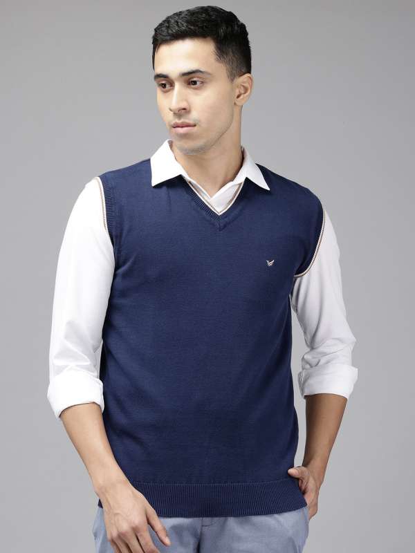 Mens no sleeve sweater on sale