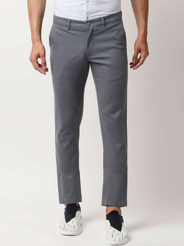 BASICS Casual Trousers  Buy BASICS Comfort Fit Mid Grey Satin Weave Poly  Cotton Trousers Online  Nykaa Fashion