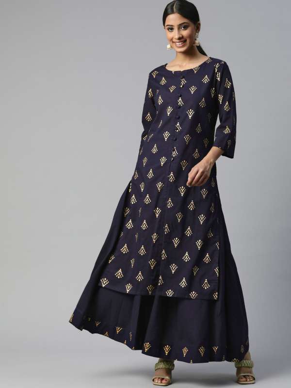 Long anarkali online kurta with shrug