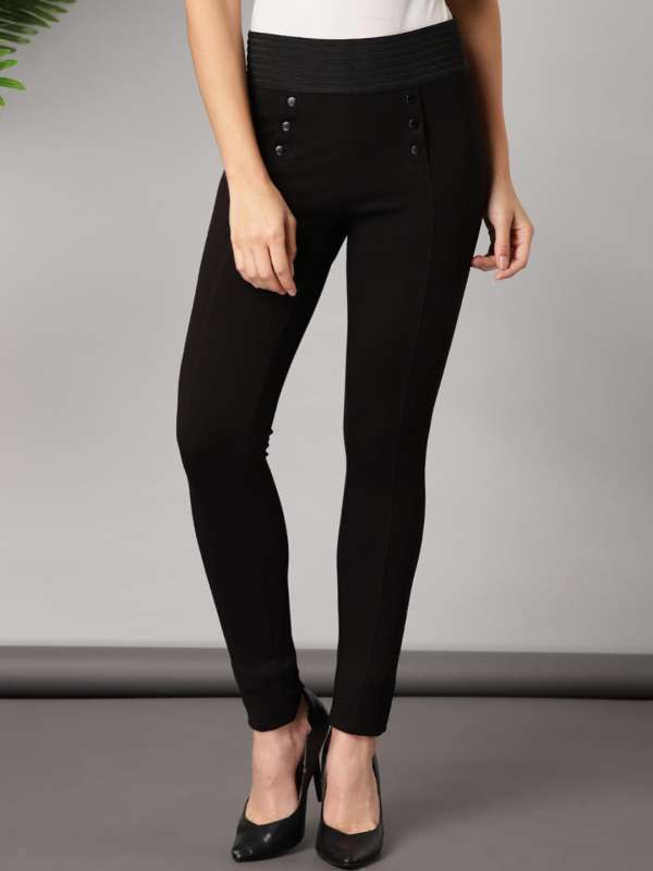 Black outlet jeggings myntra