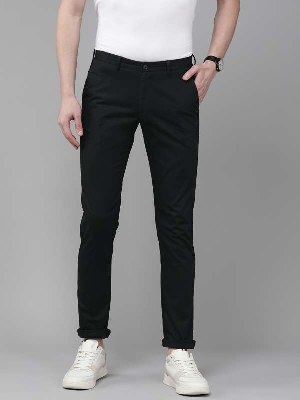 Black Solid Men Casual Trousers Regular Fit Size 28 To 36 Size