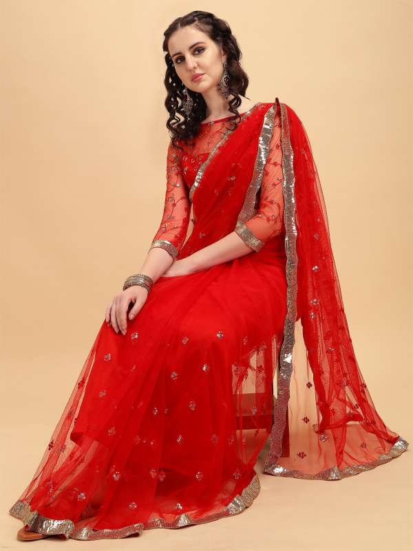 Earrings with red on sale saree