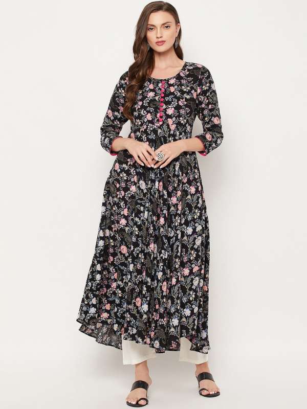 Black Floral Kurtas Buy Black Floral Kurtas online in India