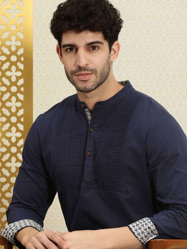 Myntra navy blue kurta clearance