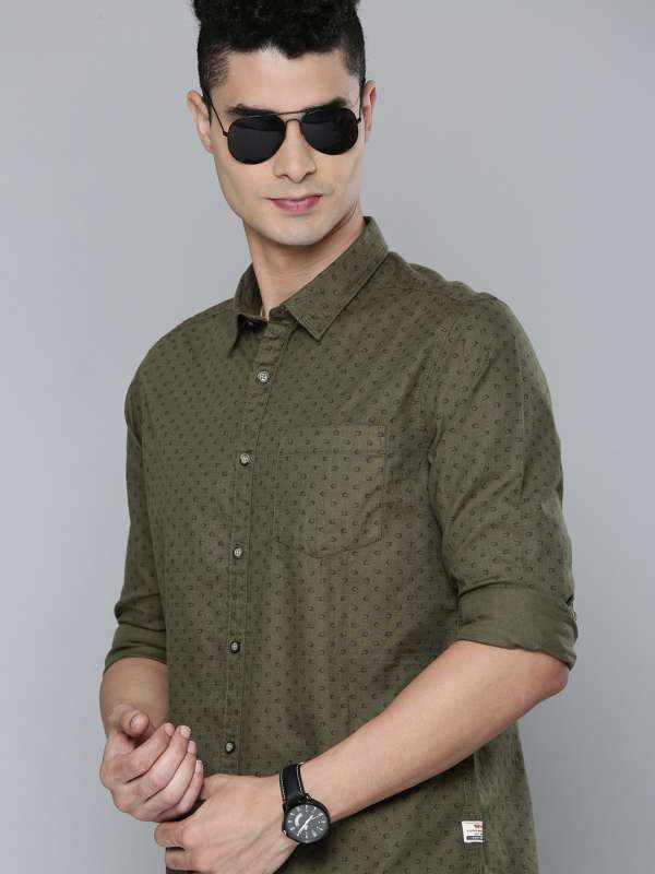 Myntra olive green shirt 2025