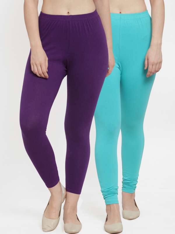 Pack Of 2 Green Purple Solid Leggings Buy Pack Of 2 Green Purple Solid Leggings online in India
