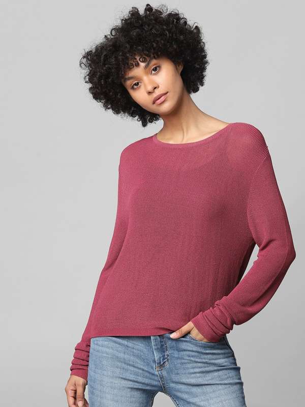 Only Pink Solid Shimmer Sweater 6966116.htm Buy Only Pink Solid