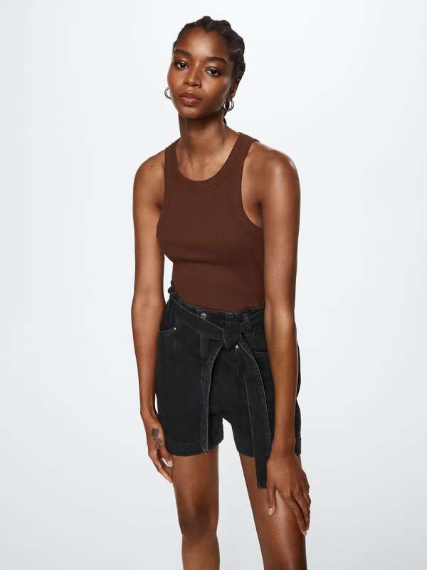 Mango Black Denim Shorts Buy Mango Black Denim Shorts online in