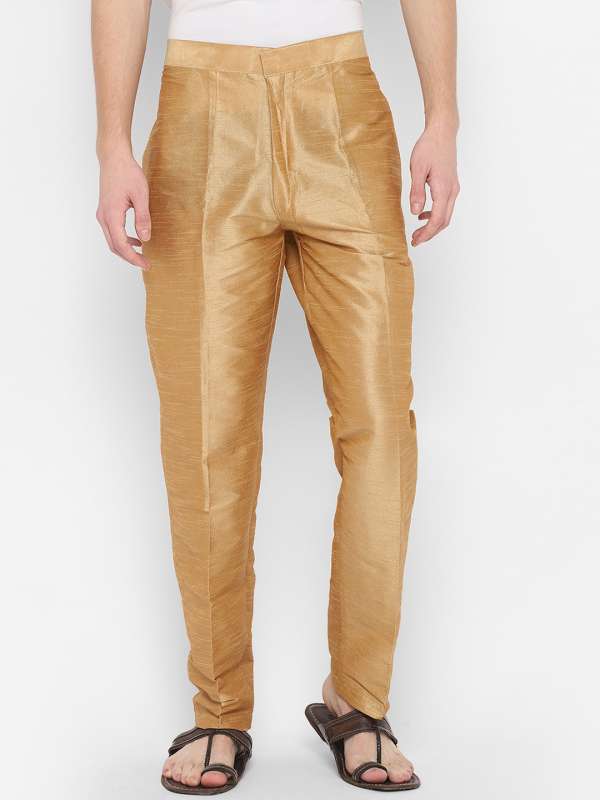 DEYANN Yellow Collor Dupion Silk Trousers for Men  Deyann