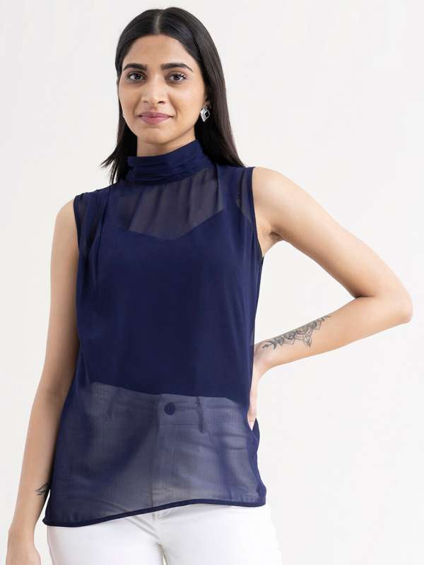 Navy blue formal blouse outlet