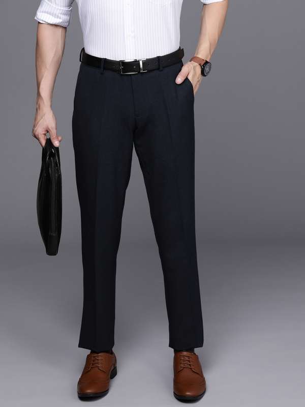 Peter England Formal Trousers  Buy Peter England Men Black Solid Slim Fit  Formal Trousers Online  Nykaa Fashion