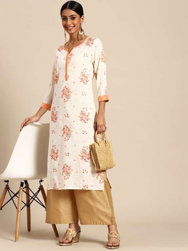 Off White Orange Women Kurtas Kurtis Sangria Buy Off White