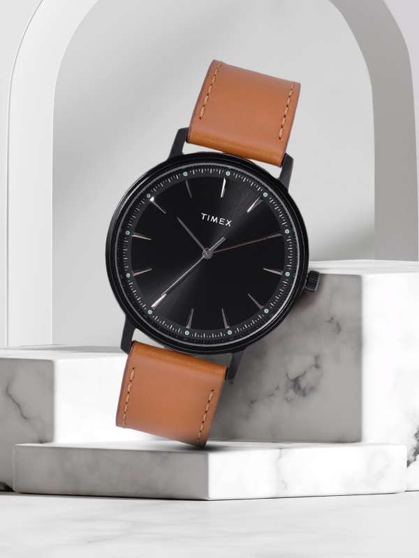 timex watch men's leather strap