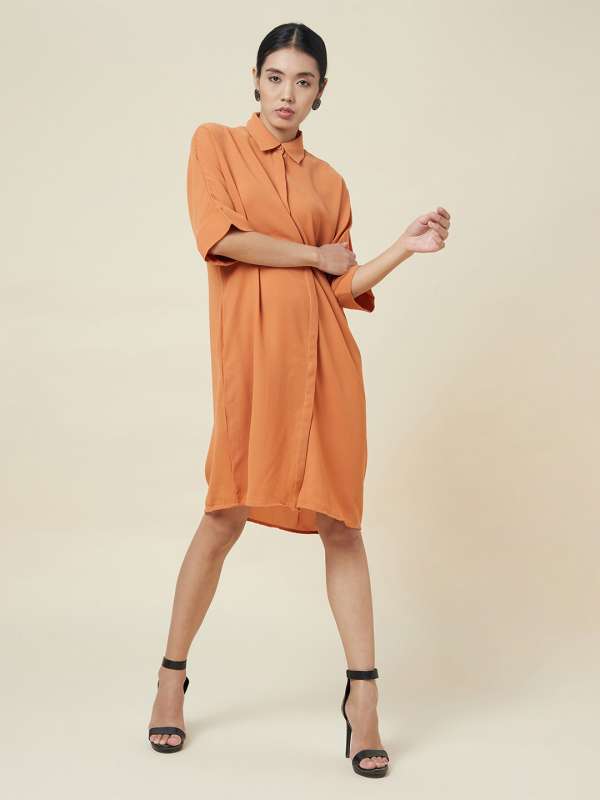 Orange striped shirt dress 2025