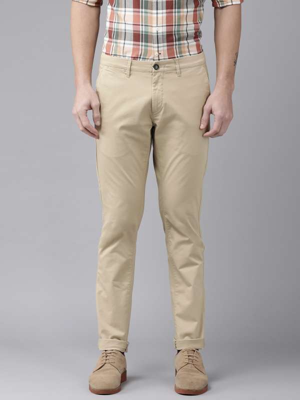 Buy Stylish Khaki Cotton Checked Easy Wash Trousers For Men  Lowest price  in India GlowRoad