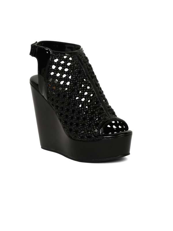 Flat N Heels Black Wedges  - Buy Flat N Heels Black Wedges   online in India