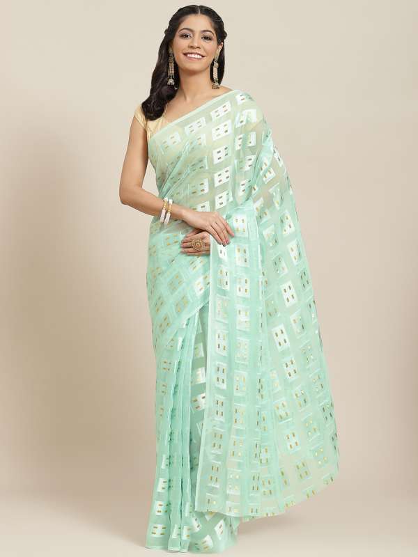 Myntra green top saree