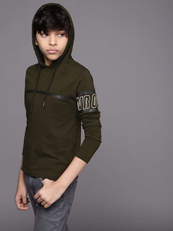 Wrogn hooded t shirt on sale