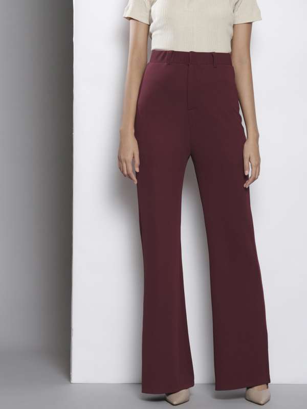 Buy Women Maroon Check Formal Regular Fit Trousers Online  773985  Van  Heusen