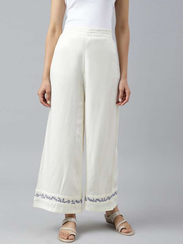 Buy Ecru Solid Harit Khadi Slim Pants Online  W for Woman