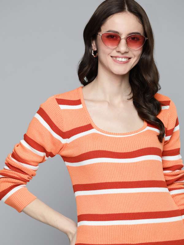 Orange sales striped sweater