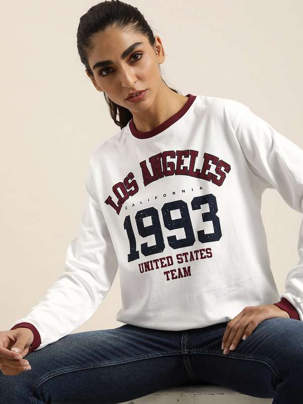 Full sleeve t shirts for womens myntra clearance