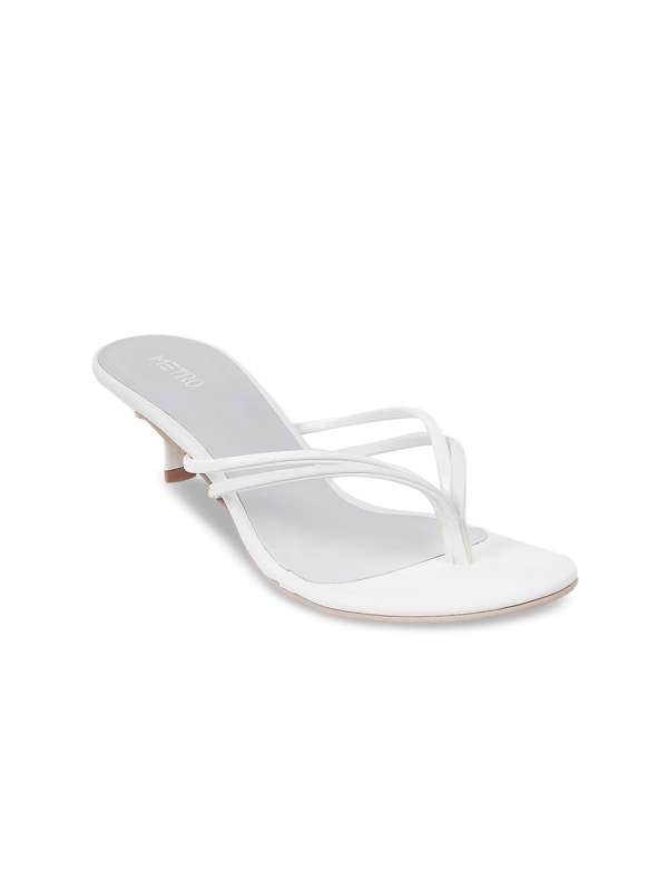 White kitten sales heel thong sandals