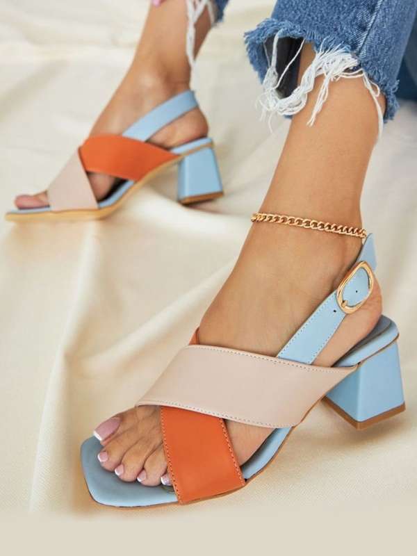 Blue colour heels on sale