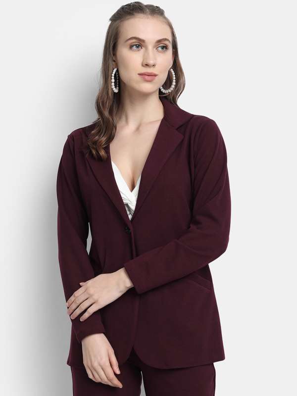 Wine colored blazer womens on sale